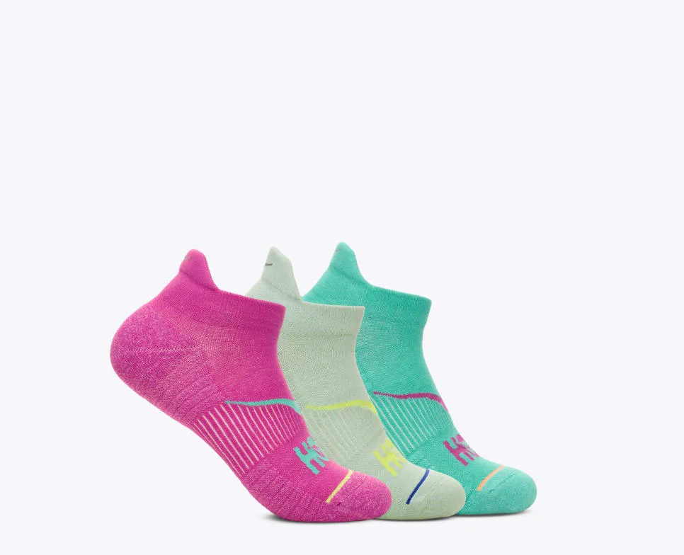 HOKA® No-Show Run Sock 3-Pack-fuschia / aloe vera / shoreline